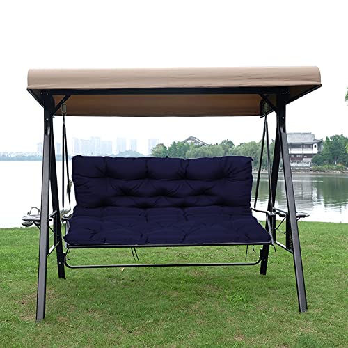 Cojines de banco para hamaca de jardín resistentes al agua con correas, cojines de asiento para muebles de patio al aire libre, 2 y 3 plazas, respaldo incluido, color azul marino, 100 x 100 x 10 cm