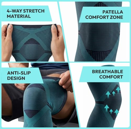 Image of Dyna Knee Cap | Providing 360 Protection | 4-Way Stretchable Knee Support | for Joint Pain Relief, Sports, Running,Gym, Cycling, Exercise | 1 pair | For Men and Women - Medium