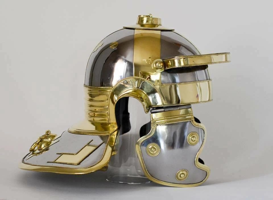 Medieval Steel & Brass Roman Gallic Helmet, Museum Quality Construction, Silver and Gold, Universal Size, Historical Reenactment Costume Display Replica, Niedermormter Style