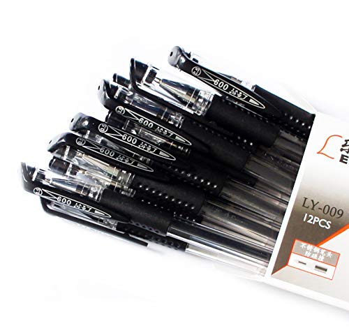 Stylos à encre gel noire HAND LY-009 en lot de 12 pièces avec une pointe fine de 0,5 mm