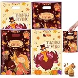 MOSHAKALA 40 Pcs Thanksgiving Treat Bags with Handles - Goodie Bags, Cute turkey Plastic Candy Bags for Party Favors Supplies (Thanksgiving)