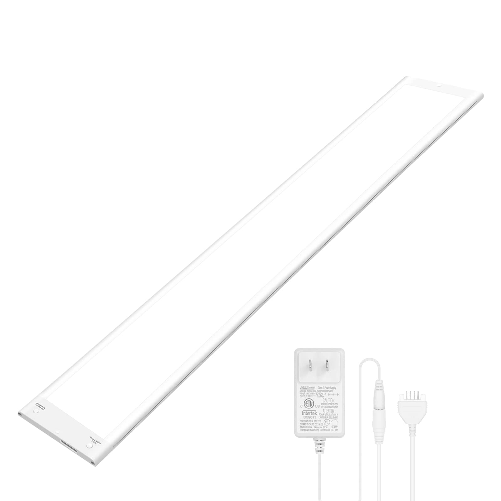LED Kitchen Under Cabinet Light, 24 Inch, Plug in Linkable Under Counter Light Fixture, 12W 960Lm Stepless Dimmable Lamp, 5X Lighting Colors 3000K- 5000K Adjustable, ETL Listed by PRINCEWAY