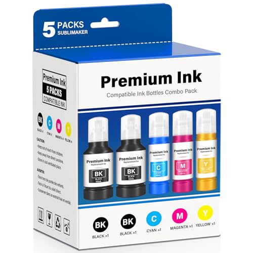 Image of Compatible for T502 Ink Refill Bottles for Eco Tank ET-4850 ET-2850 ET-3850 ET-3760 ET-2760 ET-4760 ET-15000 ET-3950 ET-3830 ET-2980 ET-2988 4750 ET-4950 ET4850 ET2850 Printer, T502 2 Black CMY
