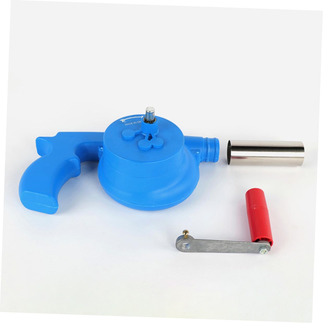 Soplador de Aire Manual para Barbacoa al Aire Libre Ventilador de Manivela Azul Engranajes de Hierro Fundido Herramienta Portátil para Encender Fuego Parrillas y Fogatas
