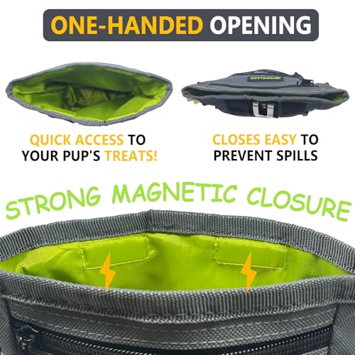 TRIPOLACO Leckerlitasche für Hunde – Magnetischer Leckerlibeutel für Hunde mit Mehreren Taschen, Kotbeutelspender & Handyfach, 3 Tragevarianten - Idealer Futterbeutel Hundetraining & Spaziergänge
