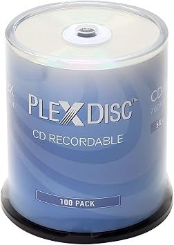 CD-R 700MB 52X Silver Inkjet Hub Printable Recordable Media - 100pk Cake Box FFP 631-315-BX, 100 Discs