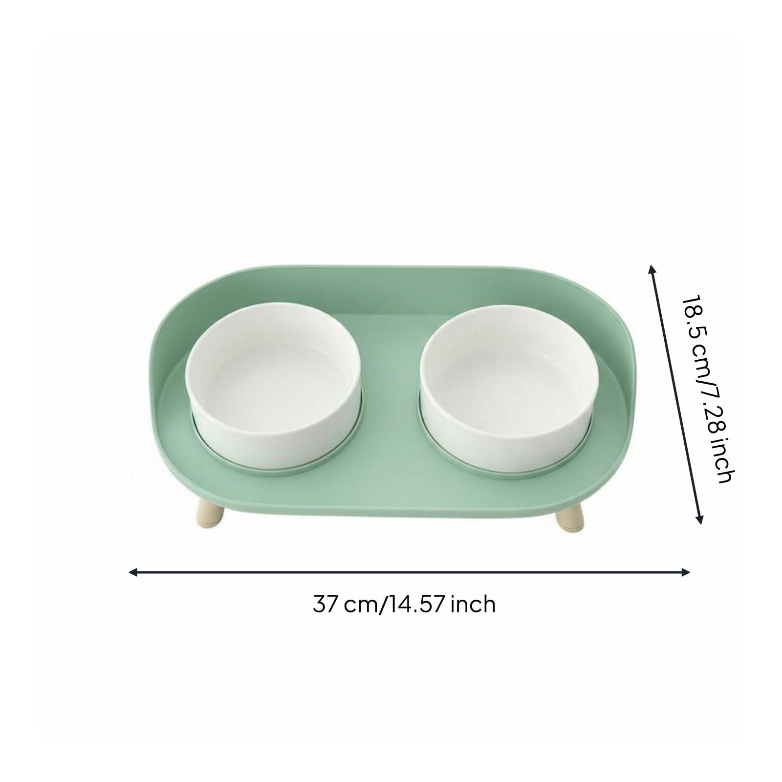 Gamelle Élevée pour Animaux Domestiques Ensemble Double Gamelle pour Chat et Petit Chien Support Solide Pieds Antidérapants Céramique Agréable à, Vert