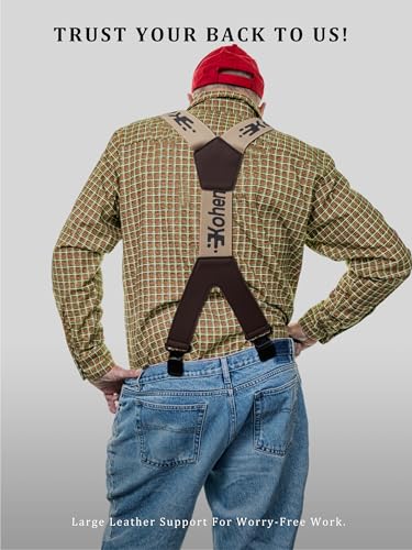 Image of Men's Industrial Strength Suspenders 2-Inch Wide X-Back Heavy Duty Braces Strong Metal Clips, Elastic Adjustable