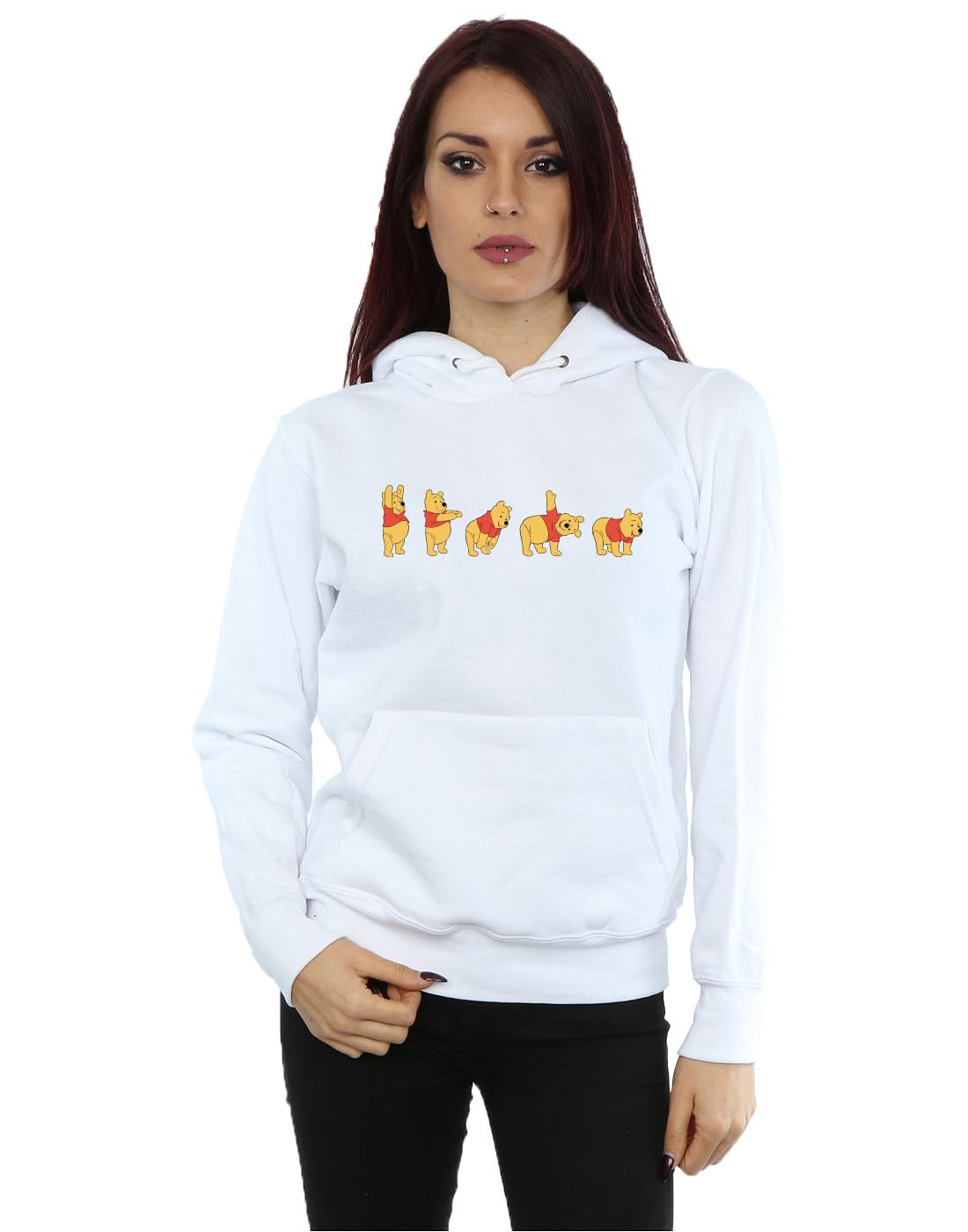 Winnie the Pooh White Cotton/Polyester Hoodie - Officially Licensed - Size L