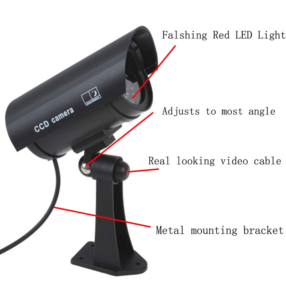 ELEAR™ 6 X noir Fausse sécurité fictive Caméra CCTV imperméable à l'eau IR LED Surveillance intérieure extérieure