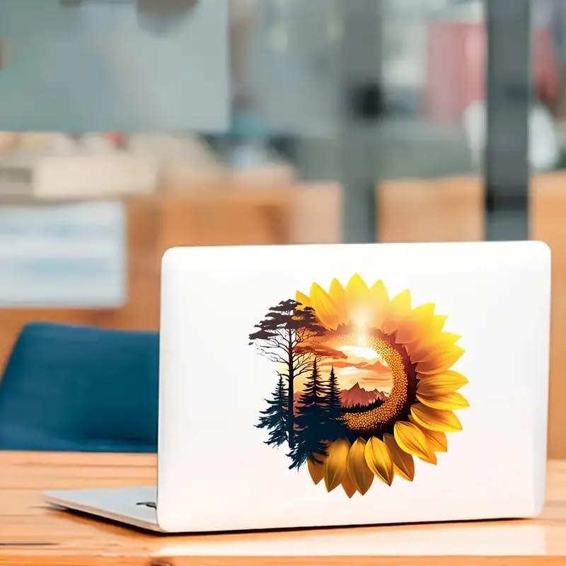 Half Sunflower Forest PVC Vinyl Car Decals Stickers Waterproof Self-Adhesive Decals for Cars, Laptops, Trucks, Motorcycles Wall Window Luggage Scratch Cover Door Decor Sticker - Image 5