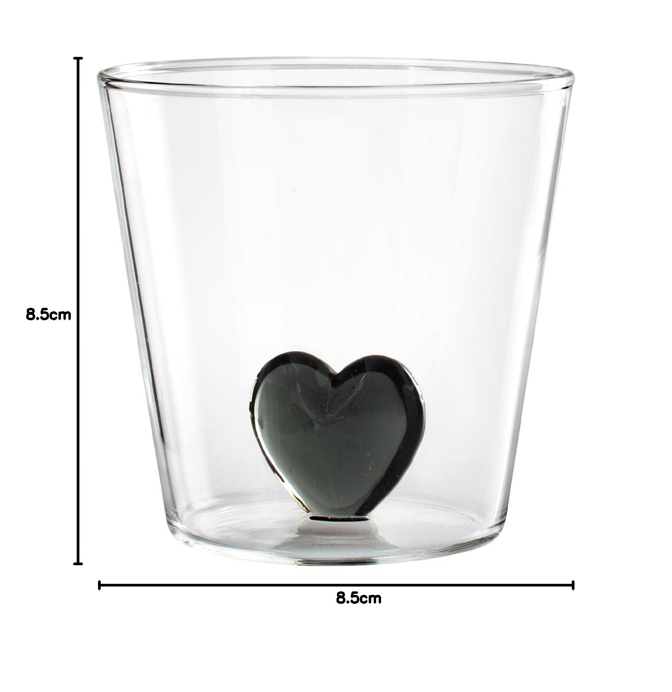 H&H Set 6 Bicchieri in Vetro Borosilicato, Trasparente, Cuore interno in Vetro, 300cc
