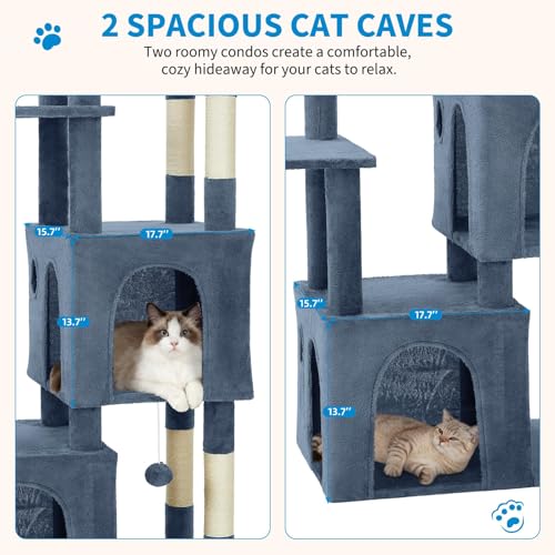 Árbol para gatos multi-niveles 61 pulgadas para gatos grandes miniatura 7