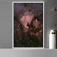 Framed Canvas Wall Art Solar Galaxy Astronomy & Space Bedroom Colorful Contemporary Moon Multicolor Photography - 16x24 inches