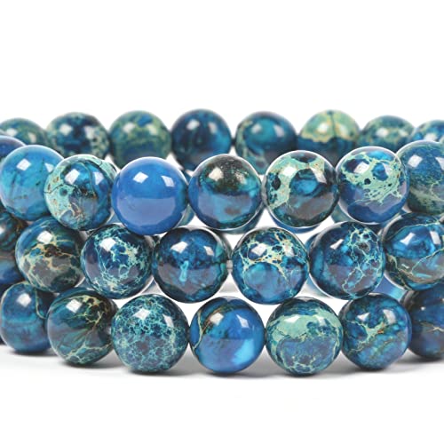 Blue Sea Sediment Jasper Gemstone 10Mm Round Beads Stretch Bracelet 7 Inch Unisex #TOP1