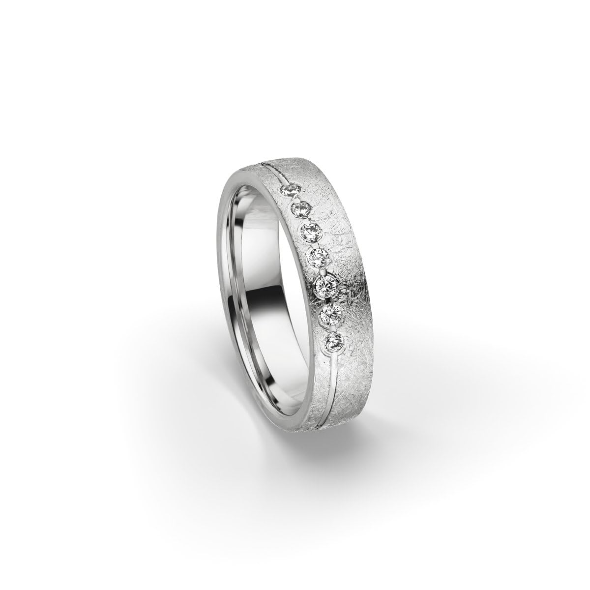 Kolibri Rings Damenring Eismatt 7 Zirkonia Steine Sterling Silber 925 Ring Ehering Verlobungsring Partnerring Freundschaftsring - Inkl. Gratis Gravur und Etui