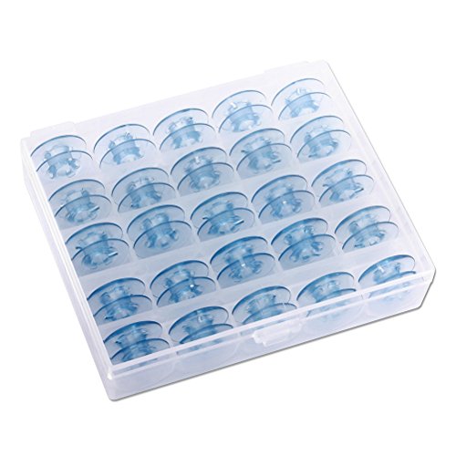 LEORX 25pz plástico, bobinas, canillas vacío para máquina de coser en caja (Blu)