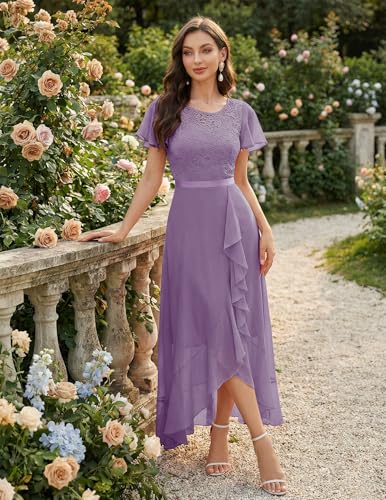 Image of BeryLove Formal Dresses for Women 2026 Wedding Guest with Slit Cocktail Elegant Lace Long Prom Dress