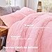 Sasttie 3-Piece Fluffy Duvet Cover Queen, Ultra Soft Faux Fur and Velvet Pink Comforter Cover, Luxury Fuzzy Bedding Sets for Winter Bed, Includes 1 Duvet Cover and 2 Pillowcases, No Comforter