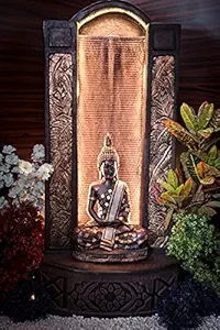 Expleasia Slate Buddha 4ft Water Fountain for Home, Office, Garden Brown Color. 4ft Buddha Water Fountain for Home Decor, Fountain for Living Room