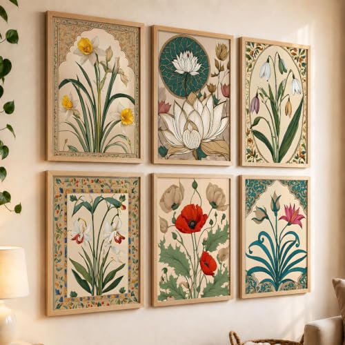 Image of kotart Premium Digital Madhubani Art Paintings with Frame for Home Decor - Wall Painting Bedroom Living Room Hotel - Pack of 6 (14X20 Inch, decoration)