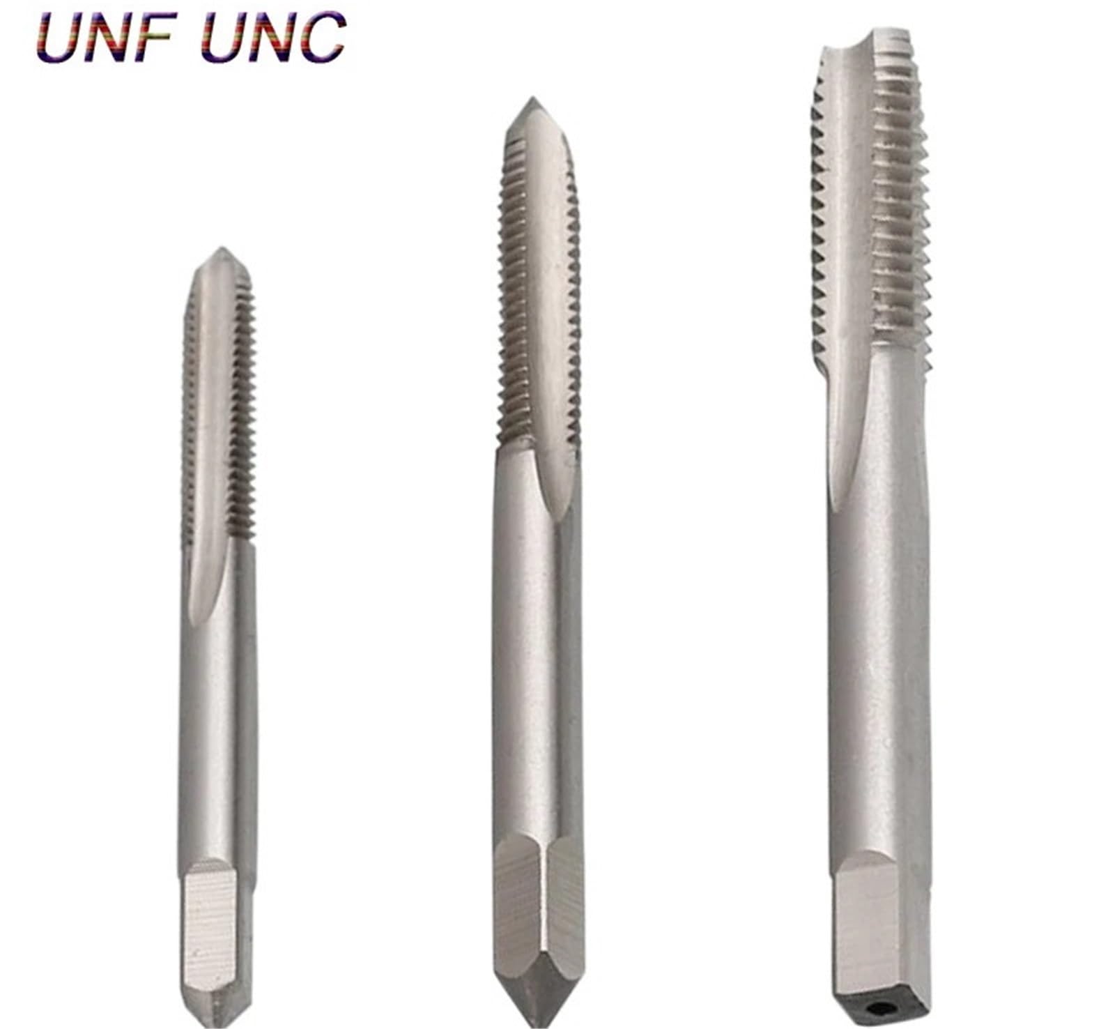 Zestaw gwintowników i narzynek do gwintów maszynowych HSS UNC UNF 2-56 4-40 5-40 6-32 8-32 10-24 wierteł 1/4" (3 szt., 0-80UNF)