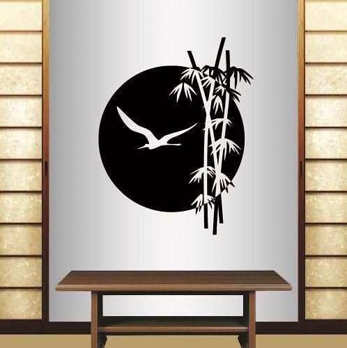 Vinilo de pared para decoración del hogar, diseño único de pájaro volador y árbol de bambú, diseño único 1360