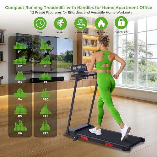 Image of Walking Pad Treadmill with Handle Bar, 3.0HP Portable Electric Treadmills for Home Exercising, 0.6-7.6MPH Mini Walking Pad Treadmill with Incline, Small Under Desk Treadmills for Home Small, 350LBS