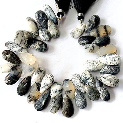 Opale dendritique facettée LKBEADS perles poires naturelles E1962