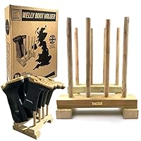 Welly Boot Rack, Wooden Welly Stand Boots Storage for Wellington, Hiking Shoes & Walking Boots, Heavy-Duty and Durable Floor-Mounted Wellie Boot Rack Outdoor, 4-Pair Boot Stand