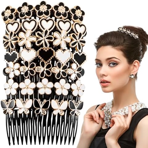 GEEHUA 7pcs Elegant Rhinestone Hair Combs Cover