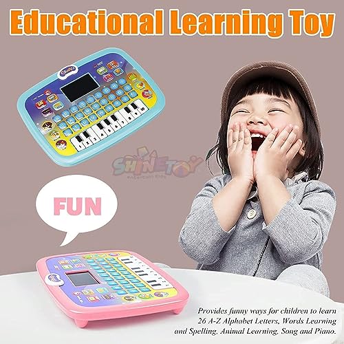 Image of SHINETOY Educational Learning Kids Laptop Tablet Computer Plus Piano with led Screen Music Fun Toy Activities for Kids Toddlers 1 2 3 4 5 6 + Year Old albhabet Words Sound a b c 1 2 3