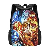 [COOLEAD] 鬼滅の刃 煉獄杏寿郎 リュック 大容量収納 耐摩耗 防水 通学 屋外 遠足 旅行 学校 学生 Pc収納 多機能リュック お祝い プレゼント 男女兼用バックパック A111