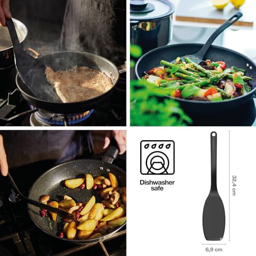 Foto von Fiskars Pfannenwender mit dünner und flexibler Spitze, Ideal für Omeletts und Pfannkuchen, Kunststoff, Länge: 32 cm, Functional Form, Schwarz, 1023612