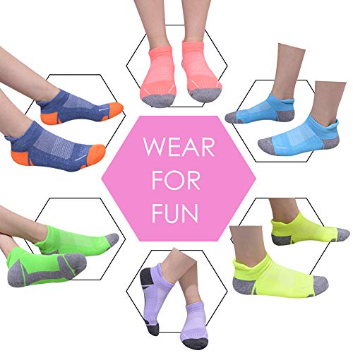 JOYNÉE Womens Athletic Ankle Sports Running Low Cut Tab Cushioned Socks 6 Pack,Multicoloured,Sock Size 9-114