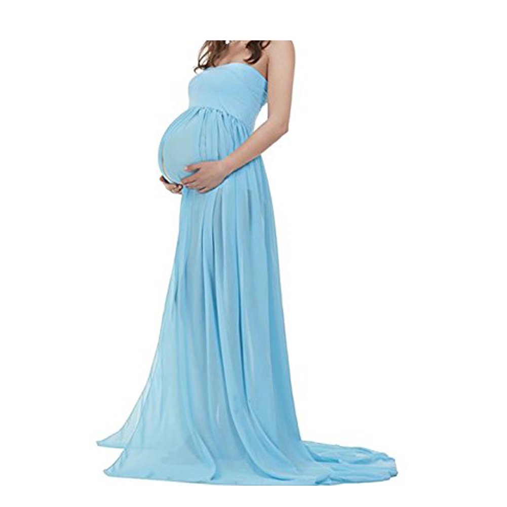 xuanranUK Abiti Eleganti Donne Incinte, Abito in Chiffon Incinta Fotografia Puntelli Fancy Servizio Fotografico per Beach, Vestiti Donne Incinte Gonne fotografiche di maternità (Cielo Blu)