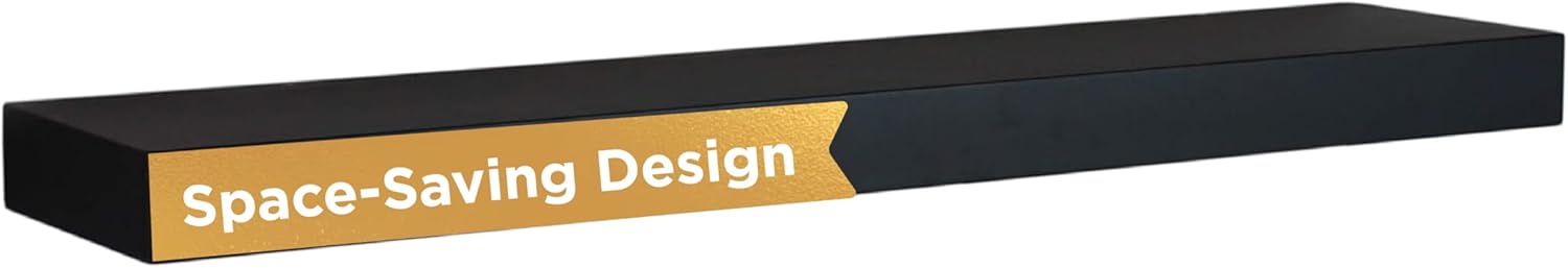 Kiera Grace Stockholm Maine Floating Shelves, Modern Wall Mounted Hanging Shelf for Bedroom, Kitchen, 24", Black, 1Pack Black 24"Pack of 1