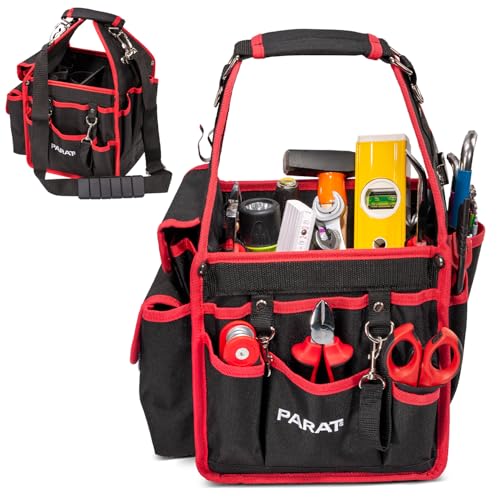 PARAT BASIC Tool Softbag S | Robuste Werkzeugtasche für Elektriker & Handwerker | Kompakte Tool Bag mit Schultergurt & Tragegriff | Kompakte Werkzeugtasche mit 21 Fächern & Reißverschlusstasche