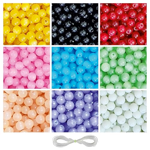 Image of 250 Pcs Jelly Glass Beads for Jewellery Making Kit - Glass Beads for Bracelet Making Kit - Bead Craft - 8mm