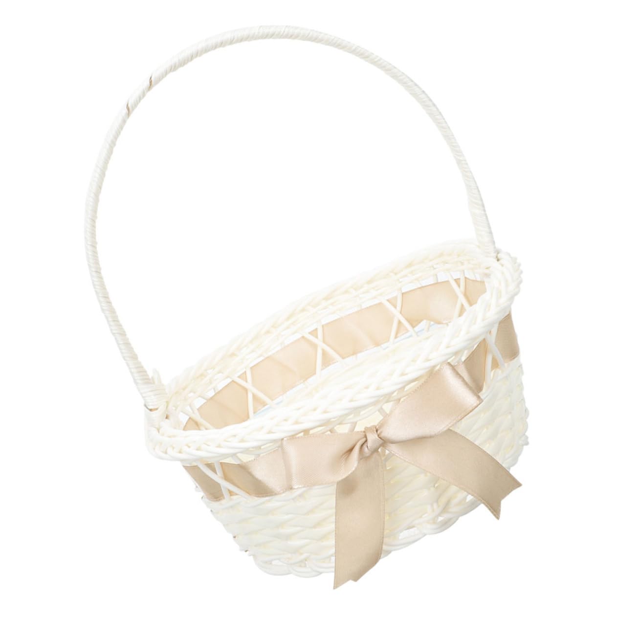 Cabilock 3 Stück Hochzeit Blumenkorb mit Griff Handgefertigter Rattan Aufbewahrungskorb Hellbraun für Blumenmädchen Hochzeiten und Dekoration