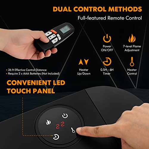 Tangkula 1400W Baseboard Heater, Electric Baseboard Heater With Remote, 6 Adjustable Realistic 3D Flame, Thermostat thumb #6