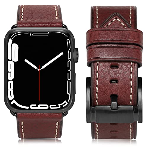 Image of HUAFIY Compatible for Apple Watch Bands 42mm 44mm45mm46mm 49mm 38mm 40mm41mm, Genuine Leather Band Strap for iWatch Series 11 /10 /9 /8,7,6,5,4,3,2,1, Ultra3 2 1