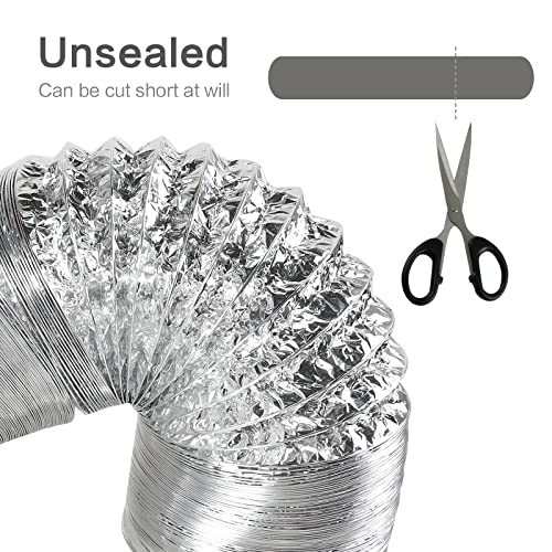 Flexible 4 Inch x 9.8FT Duct 3-Layer Dryer Vent Hose Insulated Aluminum Air Ducting for HVAC Ventilation Exhaust Cooling and Heating, 2 Clamps Included 2 51jmD998hYL