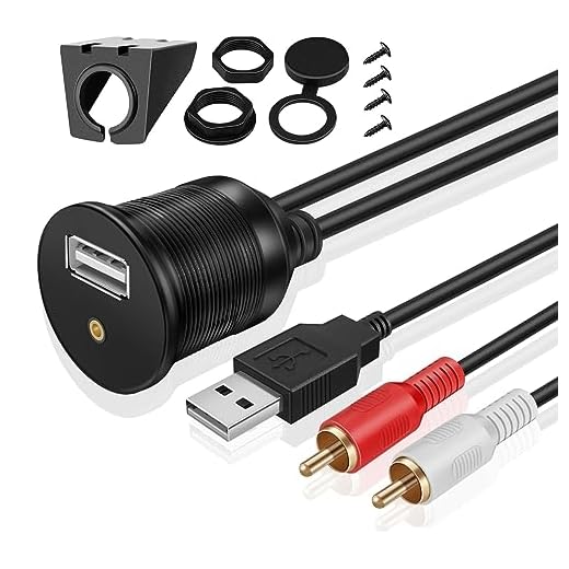 TNP USB RCA infälld monteringskabel – instrumentpanel instrumentpanelmontering port USB + RCA till USB + 3,5 mm AUX-uttagsuttag kontakt förlängningssladd för bil lastbil släpvagn båt motorcykel (1,8 m/6 fot)