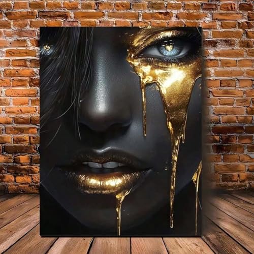 Affiche de femme peinture visage doré 30x45cm décoration murale sur toile