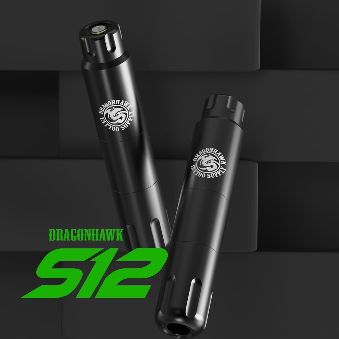 Dragonhawk S12 Kit Completo de Máquina para Tatuajes tipo Pluma Rotativa, con Batería 1100mAh, Agujas y Tinta para Profesionales y Principiantes