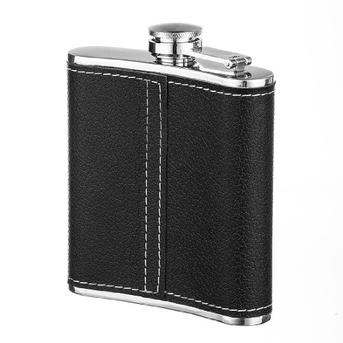 6oz Black Wrap Butterfly Flask Gift Set in Gift Box