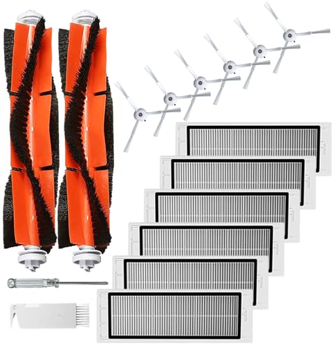 APZOVO Zubehör Ersatzteile für Xiaomi Roborock S50 S51 S55 S5 Max S6 S60 S65 S6 Pure S6 MaxV Saugroboter 2 Hauptbürste 6 HEPA Filter 6 Seitenbürste