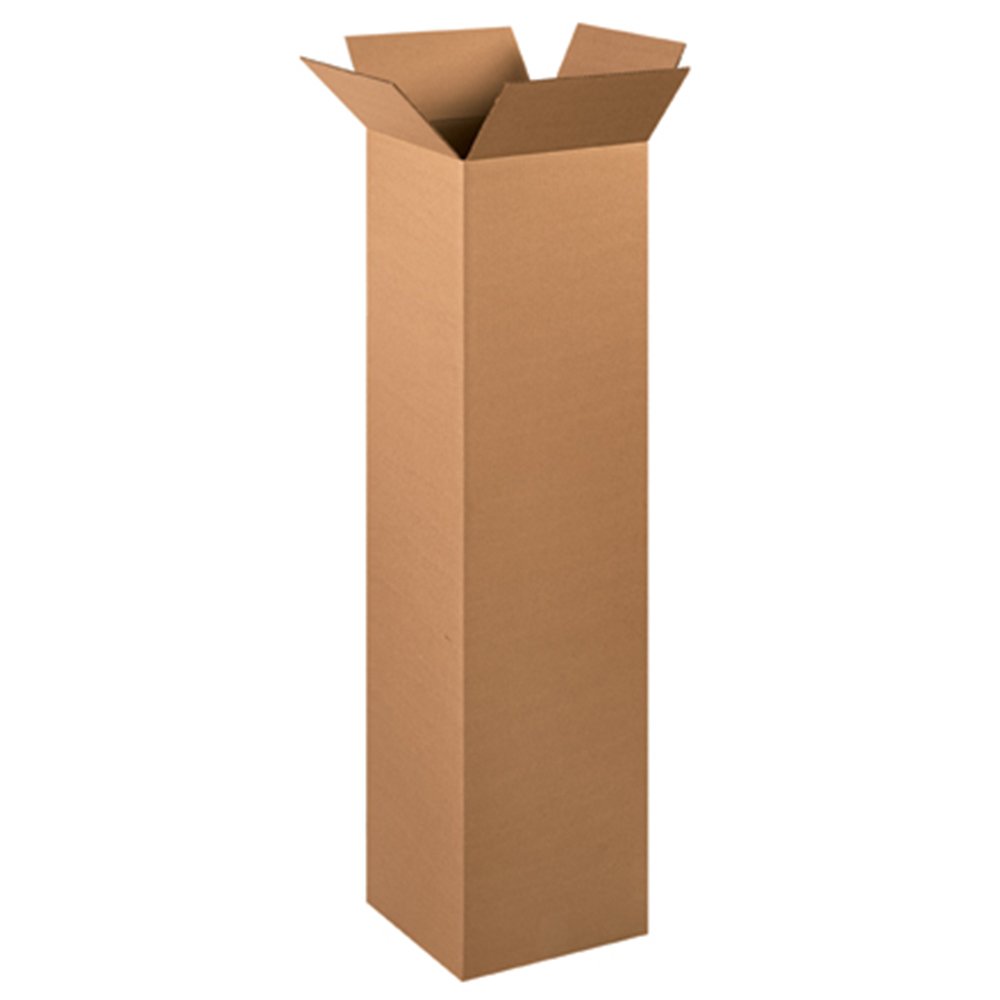 BOX USA 121248 Tall Corrugated Cardboard Box 12" L x 12" W x 48" H, Kraft, For Shipping, Packing and Moving (Pack of 15)