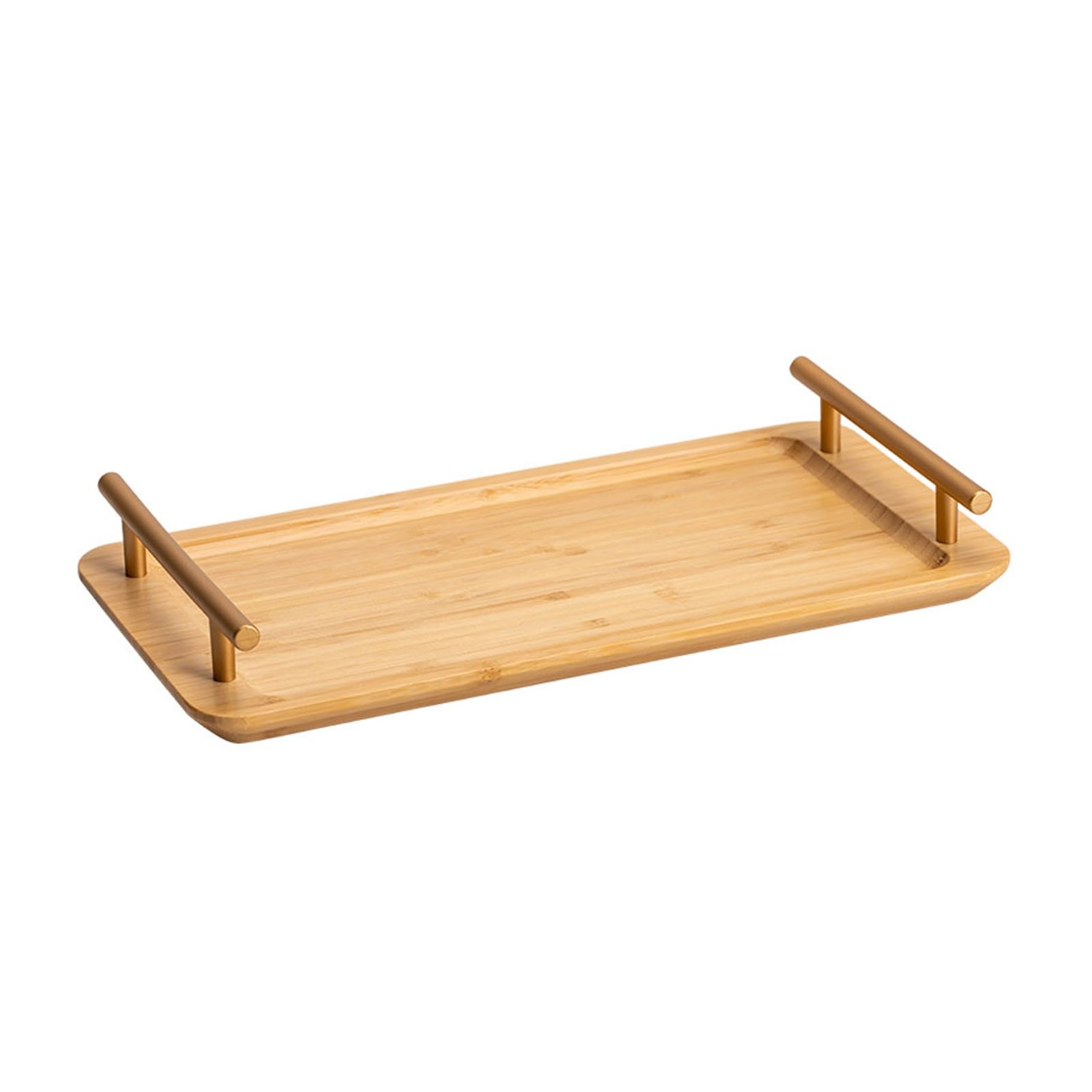 Xcsdew Color2 Bamboo And Wood Tray,Rectangular Decorative,Pvc Hollow Handle,Non-Slip Feet,Suitable For Tea Room Use(,33X16x5cm)